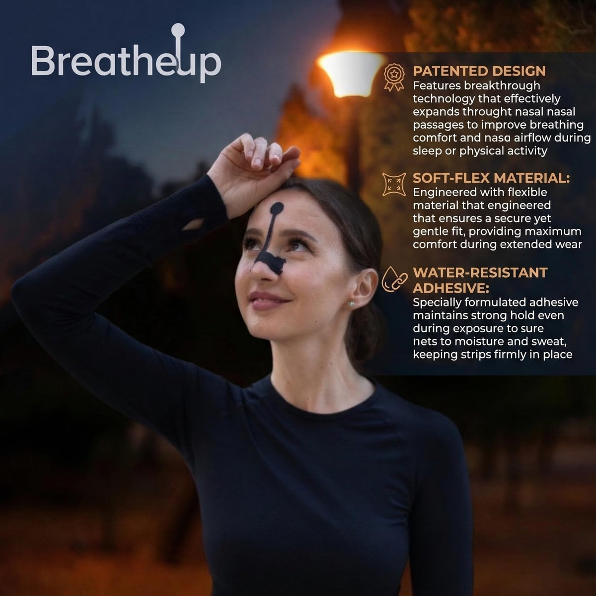BreatheUp Next Generation Nasal Strips - Black